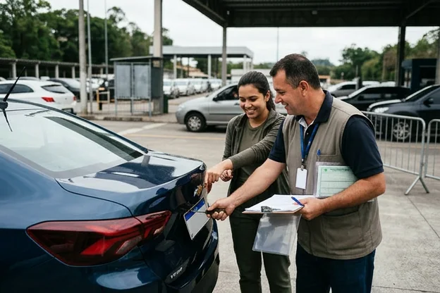 Especialista no despachante em Joinville orientando cliente no processo de emplacamento.